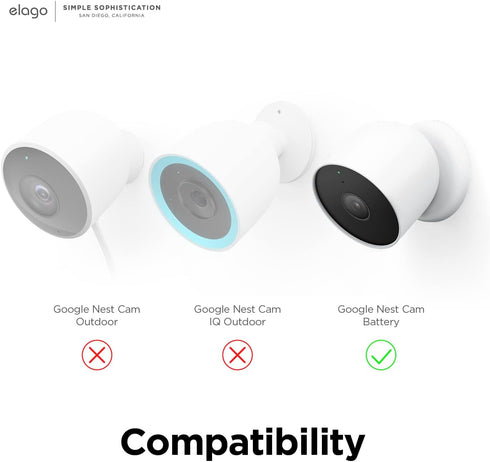 elago Silicone Cover for Google Nest Cam Outdoor or Indoor, Black Magnetic Mount Cover with All Weather Protection
