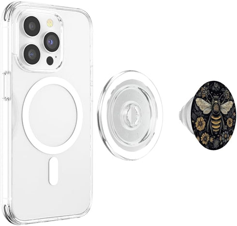 PopSockets PopGrip for MagSafe - Bee Honeybee Bumblebee Flowers Boho Graphic