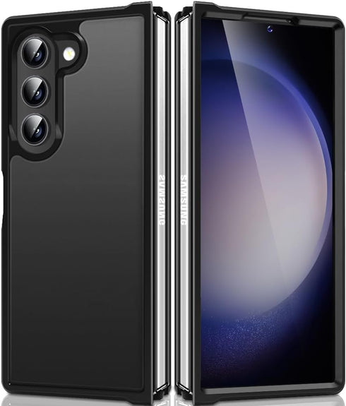 Samsung Galaxy Z Fold 6 Case, Black Thin Anti-Scratch PC with Camera Frame Protection, Shockproof Design
