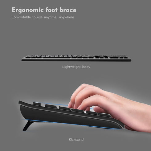ONE-UP 2.4G Wireless Keyboard and Mouse Combo, Ergonomic Design, Silent Operation, for Mac, Windows, Laptop