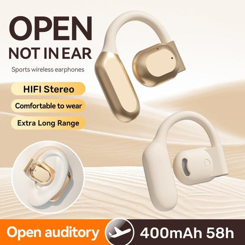 Open Ear Gaming Headphones, Air Conduction HiFi IPX5 Noise Cancelling Wireless Bluetooth Earbuds with Mic for