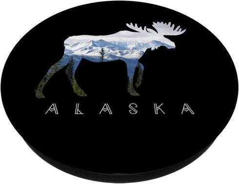 Alaskan Moose and Alaska Landscape Souvenir PopSockets Grip and Stand for Phones and Tablets