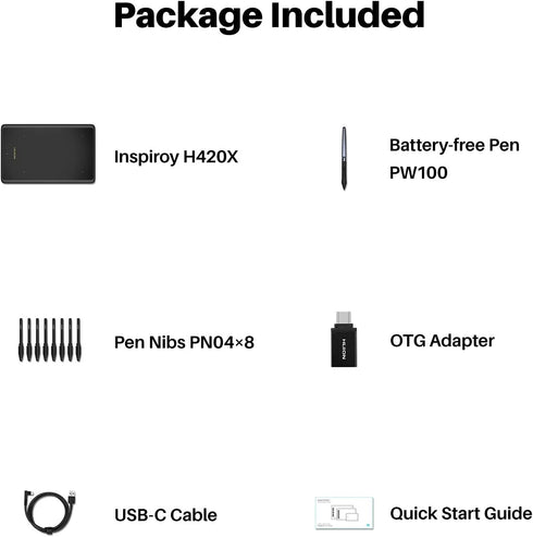 HUION H420X OSU Tablet Graphic Drawing with 8192 Levels Pressure Battery-free Stylus, 4.17x2.6 inch, Compatible with