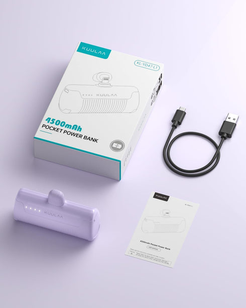 Kuulaa Portable Phone Charger, 4500mAh Mini Power Bank for iPhone, Cute Battery Pack for iPhone 14/13/12/11