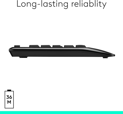 Logitech MK345 Wireless Combo, Full-Sized Keyboard with Palm Rest and Comfortable Mouse, Black