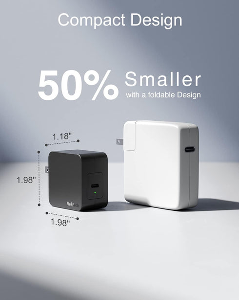 Nekteck 60W USB C Charger, PD 3.0 Fast Charging, Foldable Plug, Compatible with MacBook Air/Pro, iPhone 15