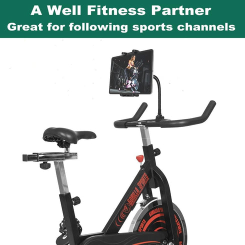 Tablet Holder Spin Bike Mount for 4-13" iPad Phone, 360° Gooseneck Stand for Treadmill and Exercise Bicycle