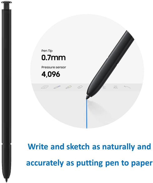 S23 Ultra S Pen with Bluetooth, 0.7mm Pen Tips, 4096 Pressure Sensor for Galaxy S23 Ultra 5G All Versions, Phantom Black