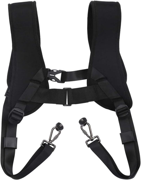PULUZ Dual Camera Shoulder Harness, Quick Release Double Camera Tether Strap with Soft Pad and 1/4 inch Screw