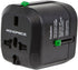 Monoprice Compact Cube Universal Travel Adapter, Supports International Power Outlets in Black