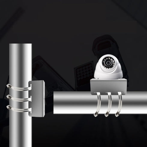 Universal Security Camera Vertical Pole Mount Bracket, Solid Metal Adapter with 3 Loops for CCTV Cameras