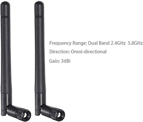 CORONIR 2.4GHz 5GHz 5.8GHz 3dBi 2Pack Dual Band WiFi MIMO RP-SMA Male Antenna for WiFi Router Signal Booster Repeater