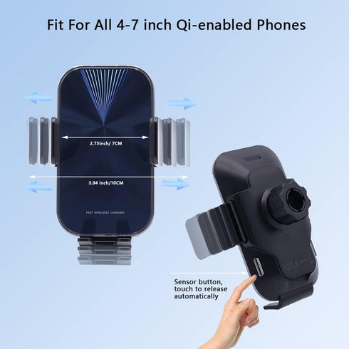 Wireless Car Charger for Honda Civic 2024-2022, Customized Wireless Charger Pad with Auto-Clamping, 15W Qi Fast Charging