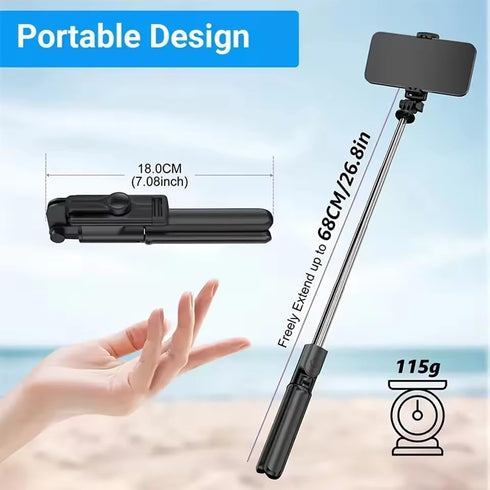 Laugwey Portable Bluetooth Selfie Stick,Retractable Wireless Selfie Stick Mobile Phone Holder with Wireless Remote