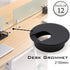 12 Pack 2 Inch Black Desk Grommet Kit, Plastic Cover for Office Wire Cable Hole Organizer