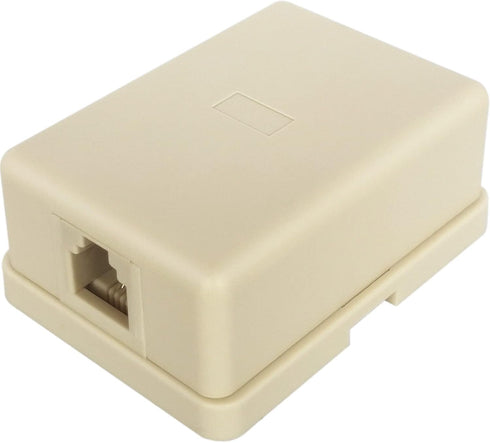 Phone Jack Surface Mount Single Port Telephone Jack Box, 4 Screw Terminals to 1 RJ11 6P4C Female, Ivory