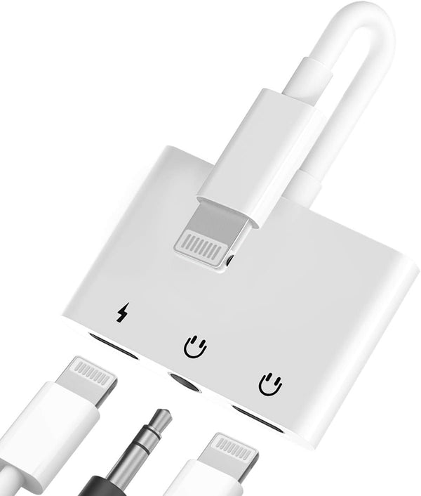 Headphone Adapter Lightning to 3.5mm AUX Jack and Charger Extender Dongle for iPhone 11 12 Mini Pro