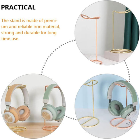 iplusmile Iron Headphone Stand, Desk Earphone Hanger Rack for Headphones, Rose Gold Display Holder