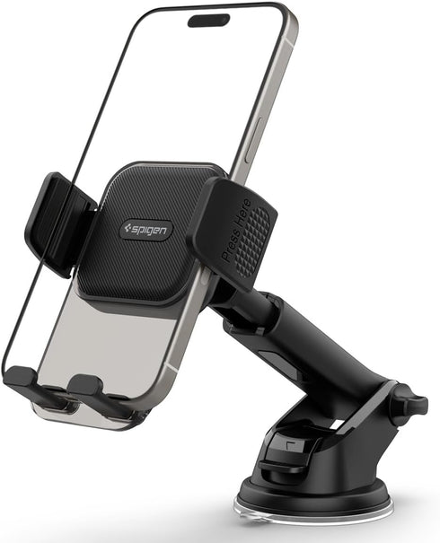 Spigen Universal Car Phone Holder, Dashboard Windshield Mount with 360 Rotating Head, Telescopic