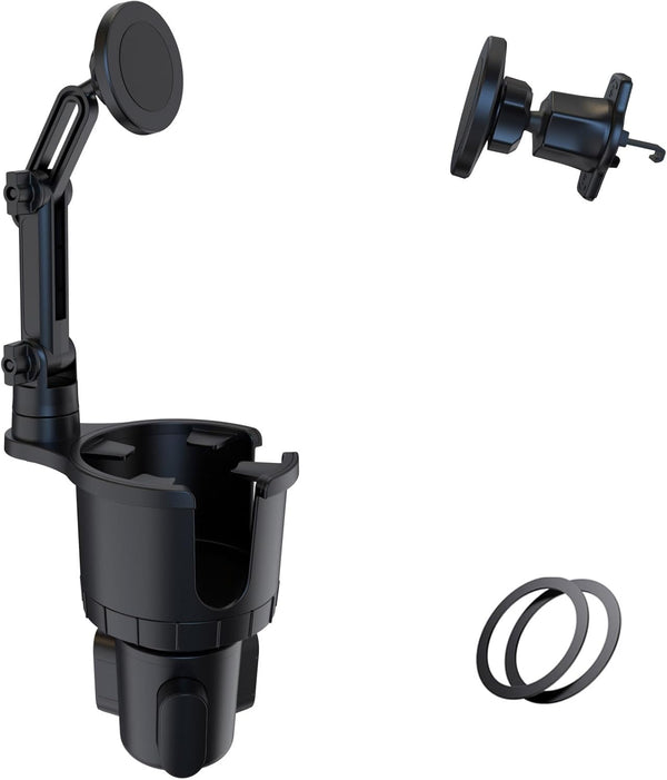 Magnetic Car Cup Holder Phone Mount for MagSafe, Cuxwill 2 Pack with Cupholder Expander for iPhone