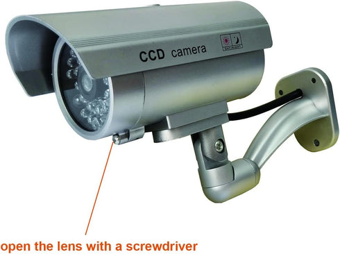 Dummy Security Camera Bullet Fake Indoor Outdoor CCTV Surveillance System with Realistic LEDs and Warning Stickers