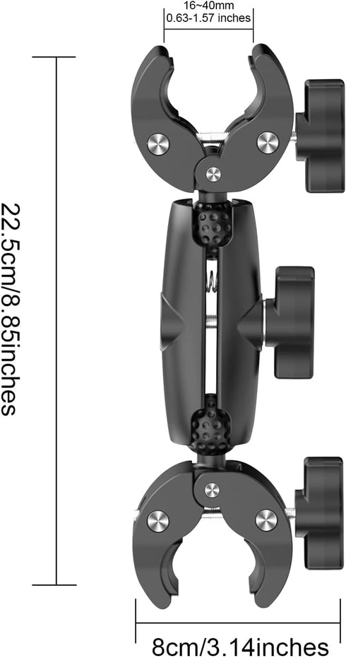 Double Clamp Camera Mount, Universal Bracket for Golf Carts, Umbrella, Strollers, Photo Studio