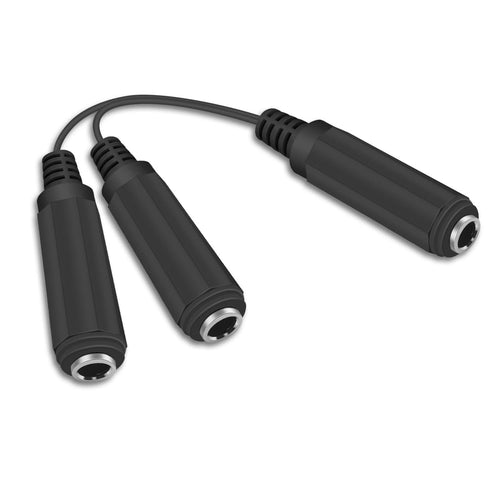 Duttek Y Cable, 6.35mm Mono TS Female to 2x6.35mm Mono TS Female Splitter, 20cm/8inch (635F-2FMTS)