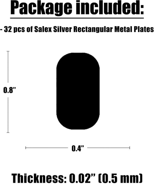 Mini Metal Plates for Magnetic Mount, Wall, Phone Holder, Case, Magnet, Crafts, DIY. Kit of 32 Black Small 0.4" x 0.8" Iron Discs with 3M Adhesive Backing. Steel Replacement Sticker Set 32 Pack