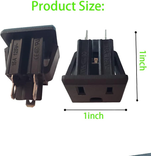 Panel Mount Outlet Power Socket 10Pcs US Plug 3 Pins AC 15A 125V Panel Screw Mount Type Female Connectors Adapter Black