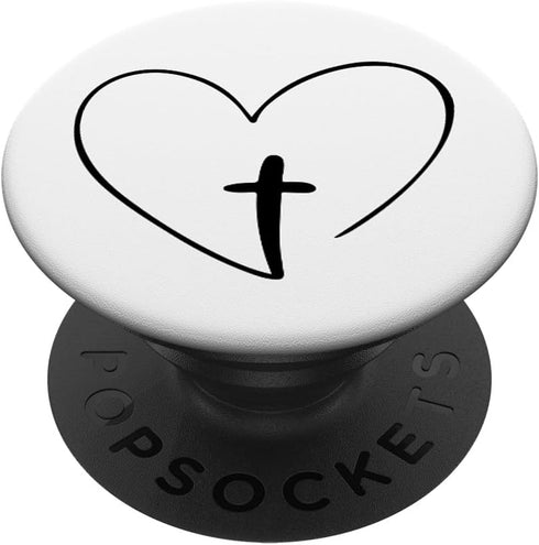 Christian Inspirational Pop Socket, Jesus Cross and Heart, PopSockets Standard PopGrip
