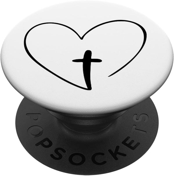 Christian Inspirational Pop Socket, Jesus Cross and Heart, PopSockets Standard PopGrip