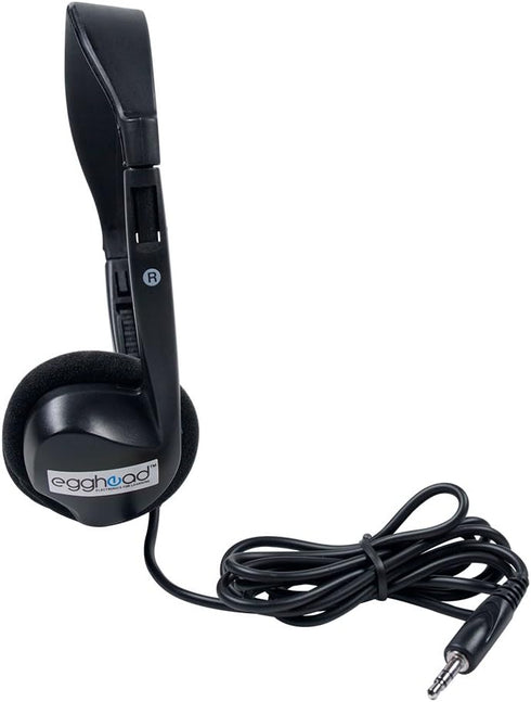 Egghead Over-Ear Kids' Stereo Headphones with 3.5mm Audio Jack and 4'3" Cord, Adjustable for Kids, Black