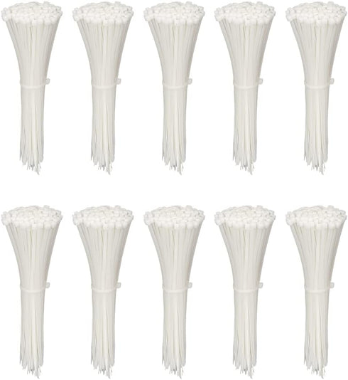 1000 Pack 4 Inch KOOWIN Nylon Plastic Cable Zip Ties - Small Wire Wraps in White