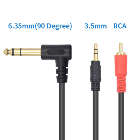 90 1/4" 1/8" 2 1 6.35mm 3.5mm MP3 1.65FT/ 50cm Duttek Degree to and RCA TRS Stereo Audio Cable, in Right Angled Male