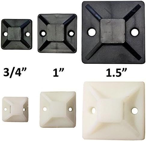 1.5" Adhesive Backed Mounting Bases with 8" Cable Ties - Black
