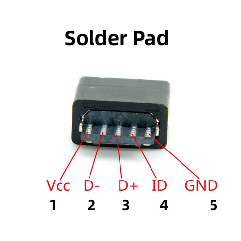 chenyang 50 Pack Micro USB DIY Connector - Micro USB Type B 5Pin Female Socket Port Repair Adapter