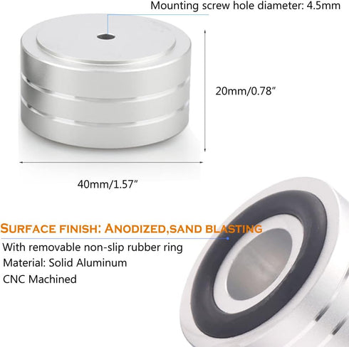 4 Sets Spikes,40x20mm,Shockproof Tertullus High-End HiFi Aluminum Speaker Feet, Shock Base Pad Stand Pad for HiFi