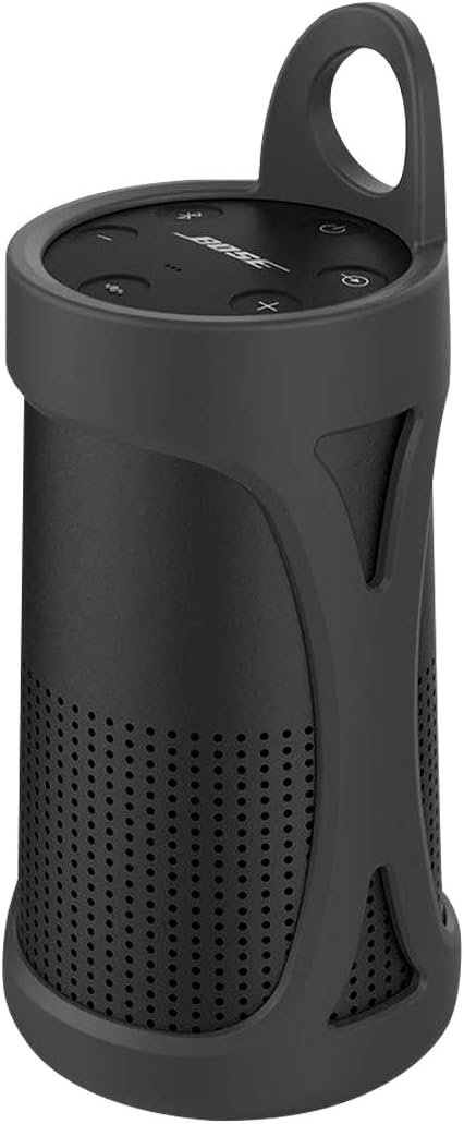 Geekria Silicone Speaker Case Cover for Bose SoundLink Revolve, Protective Waterproof Skin with Keychain Hook