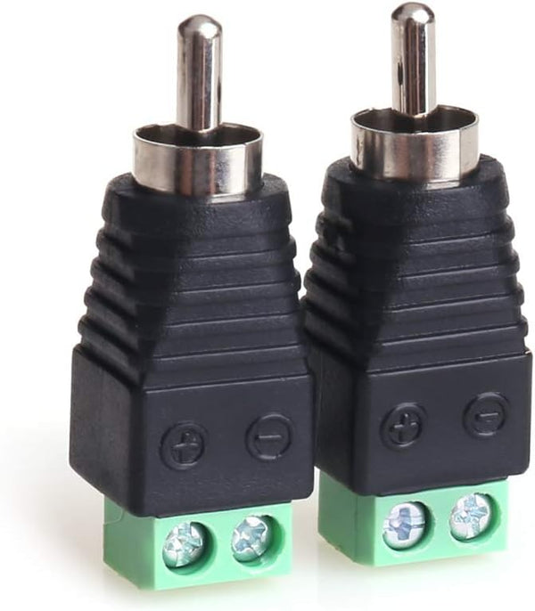 MOBOREST RCA Cable Audio Adapter, Phono RCA Male Plug to AV Screw Terminal Audio/Video Speaker Wire connectors, 2pack