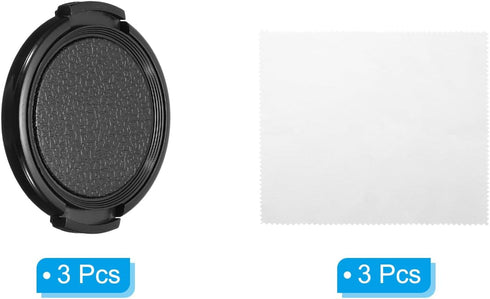 PATIKIL 43mm Lens Cap, 3 Pack Sides Pinch Snap Cover for Front Lens with Cloth