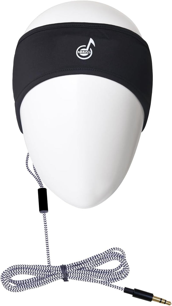 Sleep Headphones Stereo with Headband, Ultra Thin Speakers for Side Sleepers, Sports, Air Travel, Meditation, Black