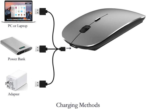 KLO Wireless Bluetooth Mouse for MacBook and More - Rechargeable (Grey)