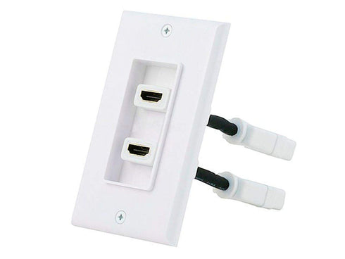 Monoprice Two-Piece Inset Wall Plate with 4 Inch Built-in Flexible High Speed HDMI Cable With Ethernet - Dual Port (2P)