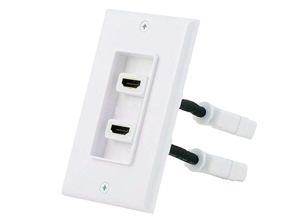 Monoprice Two-Piece Inset Wall Plate with 4 Inch Built-in Flexible High Speed HDMI Cable With Ethernet - Dual Port (2P)
