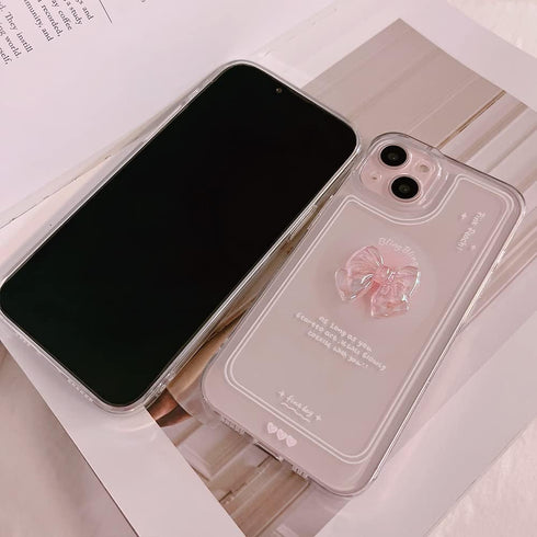 Ownest iPhone 13 Case: Cute 3D Pink Bowknot, Slim Clear Design, Aesthetic Camera Lens Protection for Women & Teens.