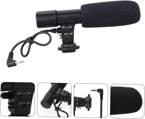 KONTONTY 1pc Interview Microphone for Camera Camcorder and Phone Lightweight Design Compatible Devices for Vloggers