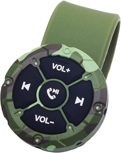 Waterproof Bluetooth Media Button Remote, Wireless Music Controller for Car, Bike, Motorcycle, Green