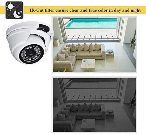 EVERSECU 1080P Hybrid Outdoor/Indoor Metal Turret Dome Security Camera, Day Night Vision, Vandalproof Mini Dome