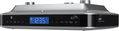 iLive Under Cabinet Music System with Stereo Speakers, FM Radio, USB Port, Bluetooth, Clock and Timer for Kitchen Style