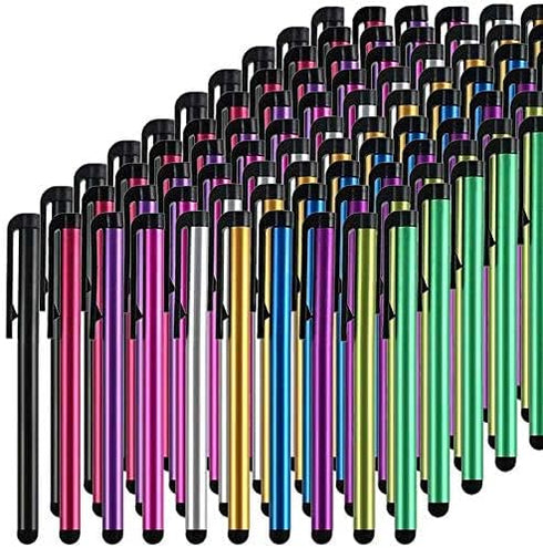 Stylus Pens for Touch Screens, 100 Pieces Universal Colorful Long Metal Touch Screen Pens for iPad, iPhone, Android,
